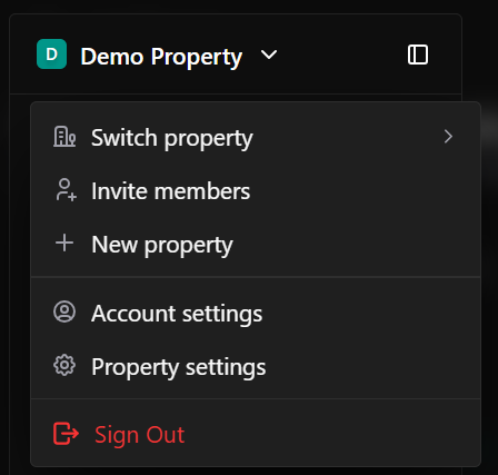 Qivuli properties overview showing the dropdown